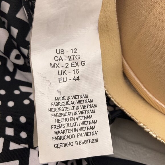 Maxine Hollywood 1pc‎ Swimsuit Women 12 Black White Ruffle Lagenlook Bra Pads - Picture 6 of 8